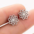 2 Pairs Titanium Steel Black Silver Lotus Mandala Flower Men Women Stud Earrings